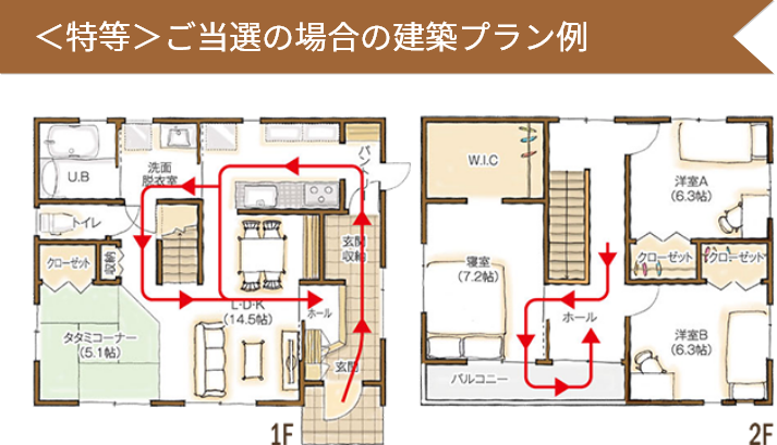 特等ご当選の場合の建築プラン例（間取り図）